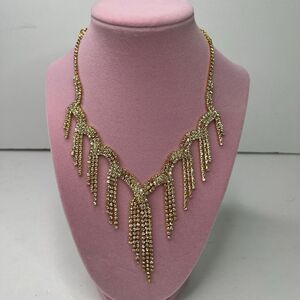 Necklace Rhinestones Gold Elegant Jewelry New #565